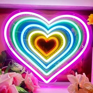 Colorful Neon Heart Light